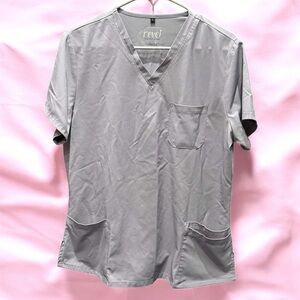 Revel scrub fig top with pockets Gray/blue Shirt size LARGE